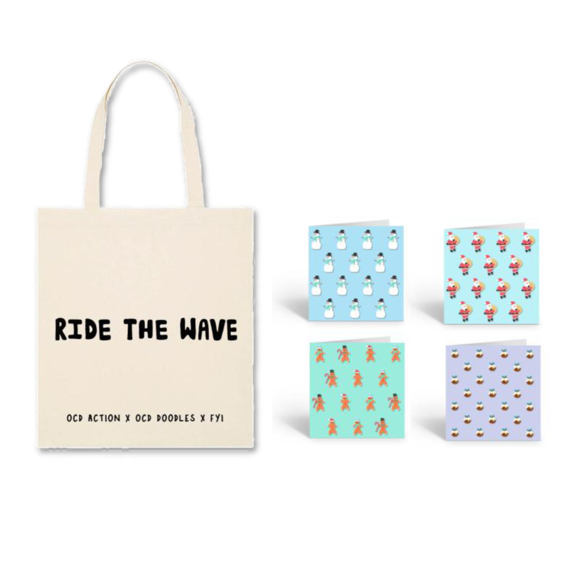 Christmas Bundle - Ride the Wave Tote Bag and Christmas Cards